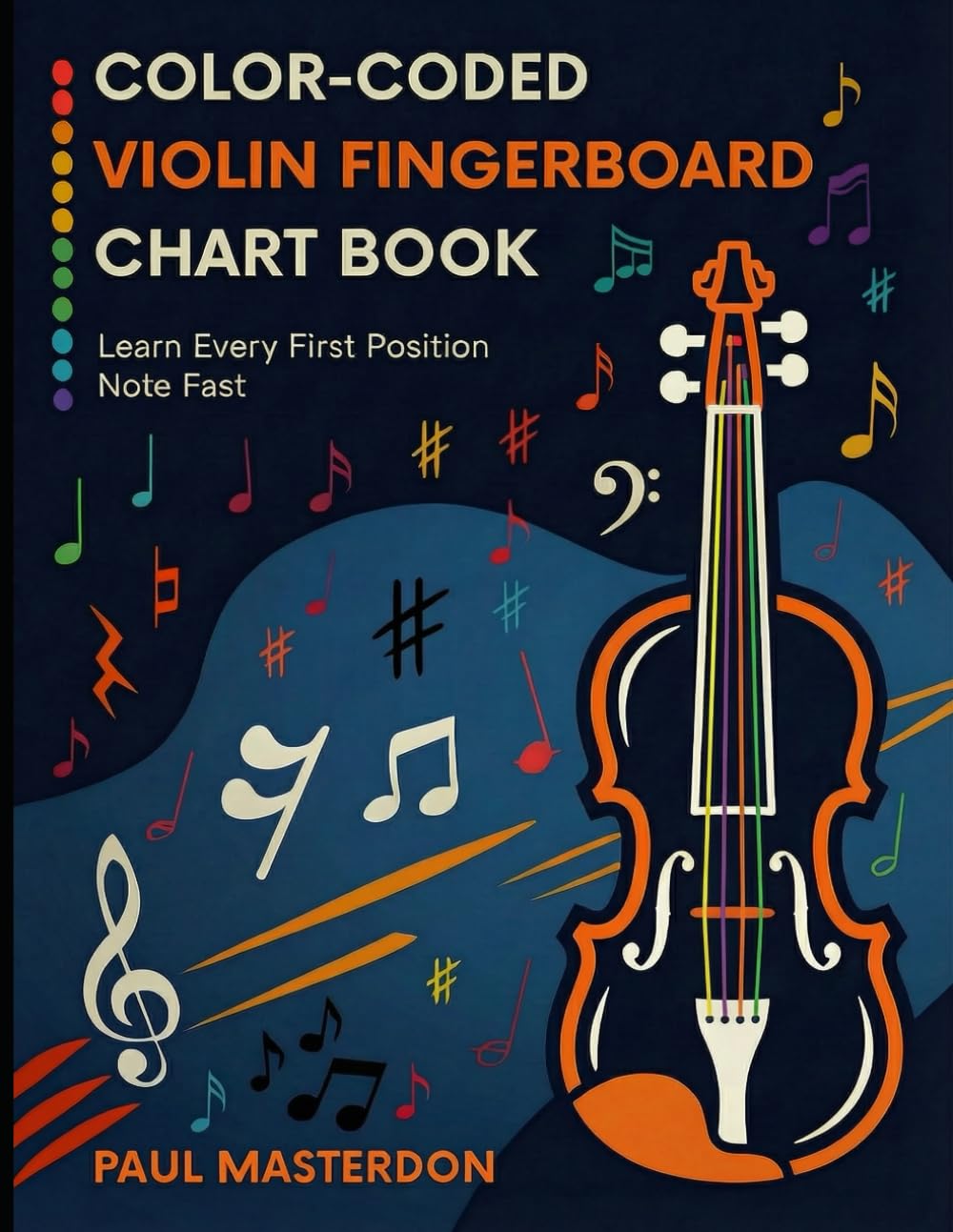 Color-coded Violin Fingerboard Chart Book: Easy Guide for Beginners to Learn Every First Position Violin Note Fast (Violin Mnemonics)
