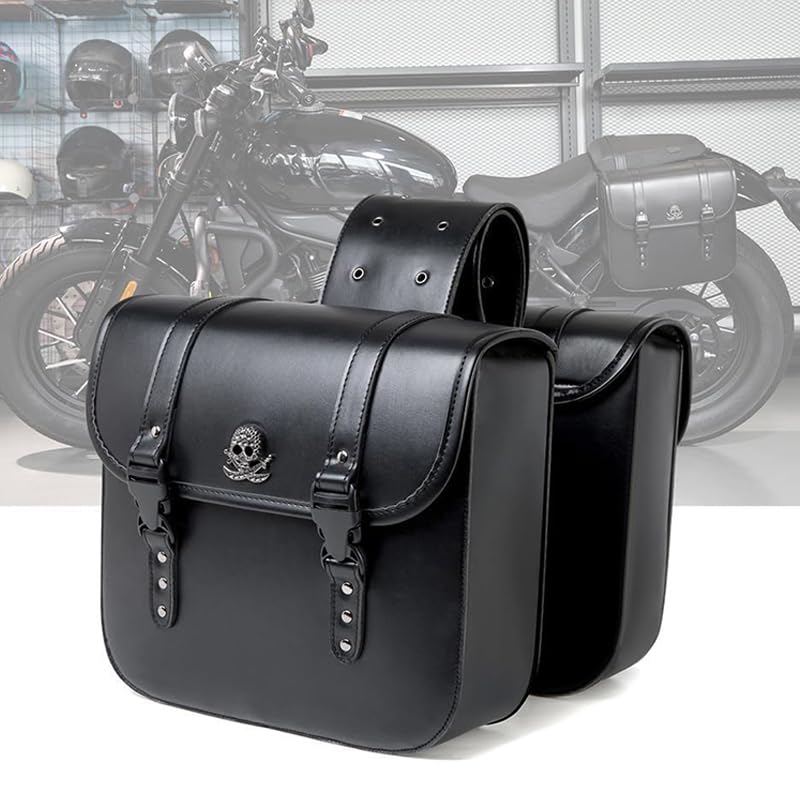 YOFAB 1 Par Alforjas Moto para Kawasaki Z250 Z300 Z650 Z750 Z800 Z900 Z1000 Z1000SX, Bolsa de Sillín de Moto, Maletas Moto Laterales Impermeable para Viaje, Bolsa de Herramientas de Cuero PU,A