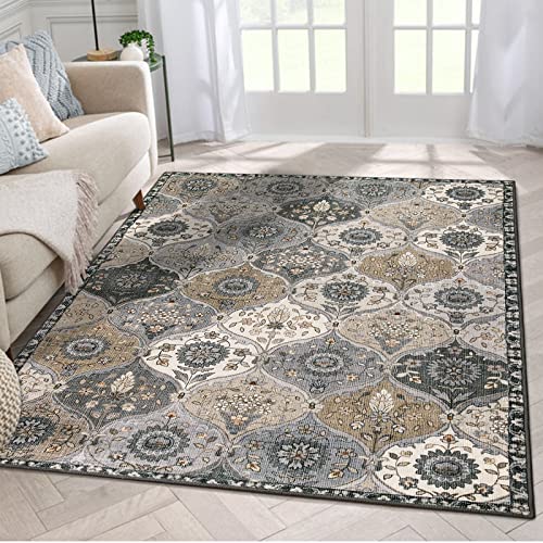 Lahome Moroccan Washable Living Room Rug, 5x8 Rugs for Bedroom Dining Room