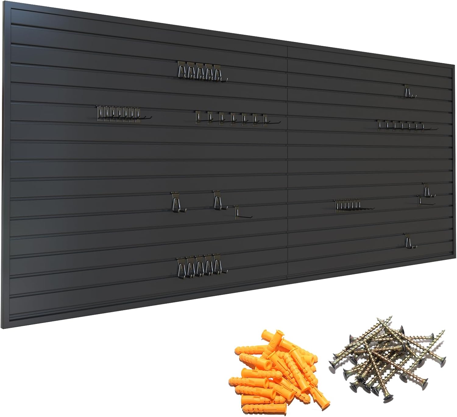 Yuzzy Slat Wall Paneling 4 x 8ft, Garage Slatwall Panel Wall Storage Systems, Heavy Duty PVC Garage Wall Organization (Black) 4"x8" Black