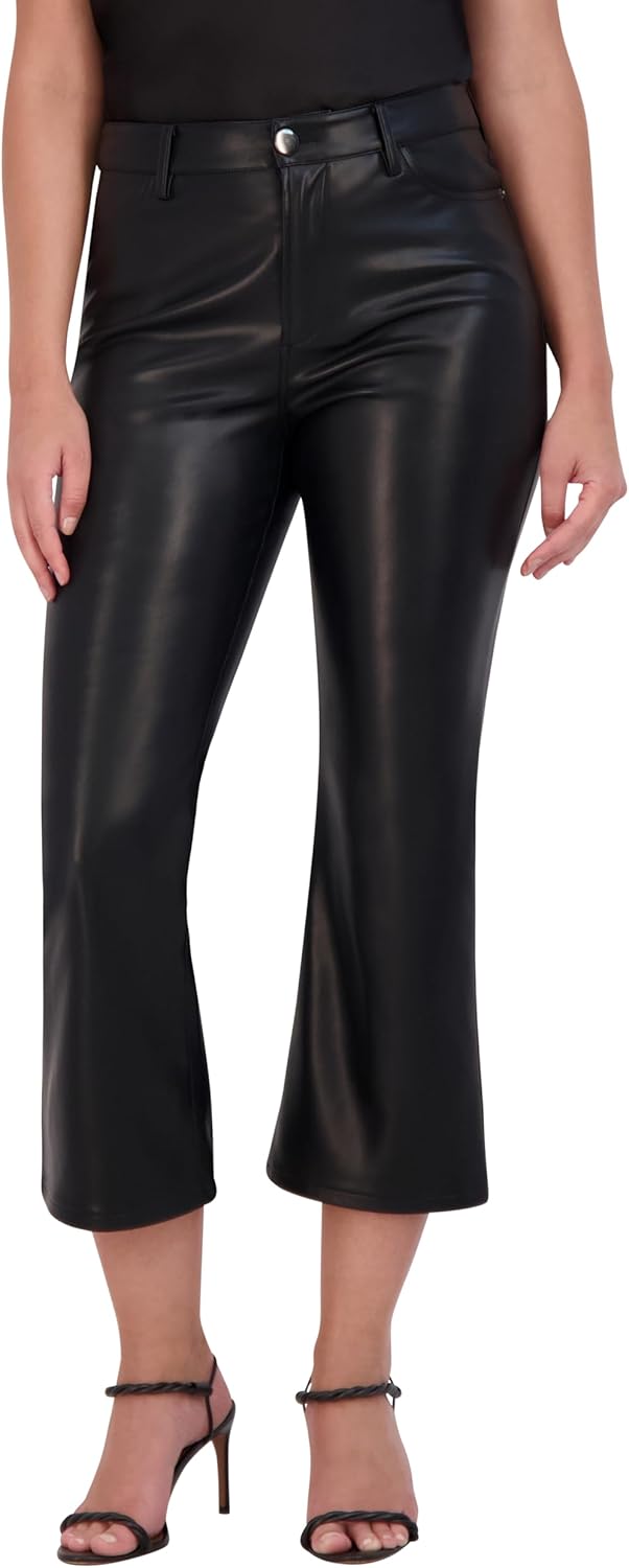 BCBGMAXAZRIA Women's Cropper Flare Leg Faux Leather Pant