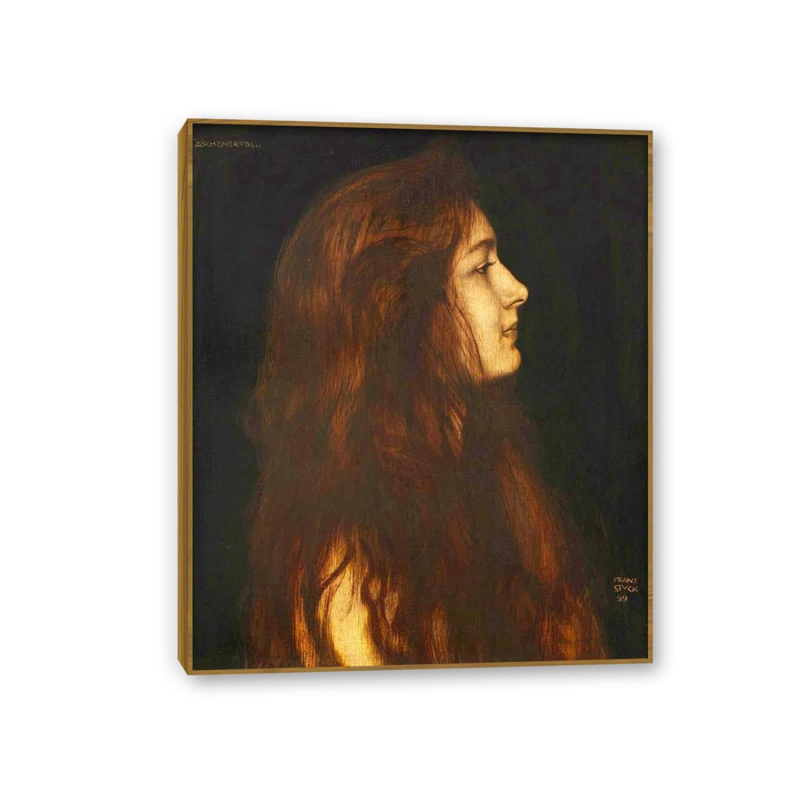 Hau3sh3a Framed Franz Von Stuck Wall Art Print Centaur Und Nymphe Symbolism Canvas Poster Famous Artwork Wall Decor For Living Room Bathroom Office 90X70cm(36X28in) Teak Frame