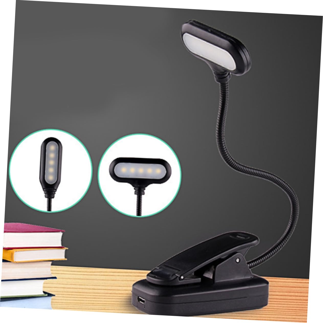 COHEALI LED Adjustable Reading Light with Clip USB Rechargeable Book Lamp for Students Flexible Neck for Night Reading Camping and Hobbies
