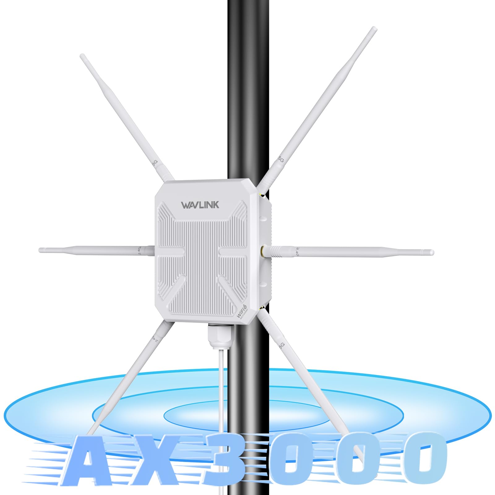 Repetidor WiFi Largo Alcance WiFi Exterior Potente(Antena de 360 Grados)- Amplificador Señal WiFi Antena WiFi Extender WiFi 6 Wavlink AX3000 Mesh - Outdoor PoE Punto de Acceso WiFi
