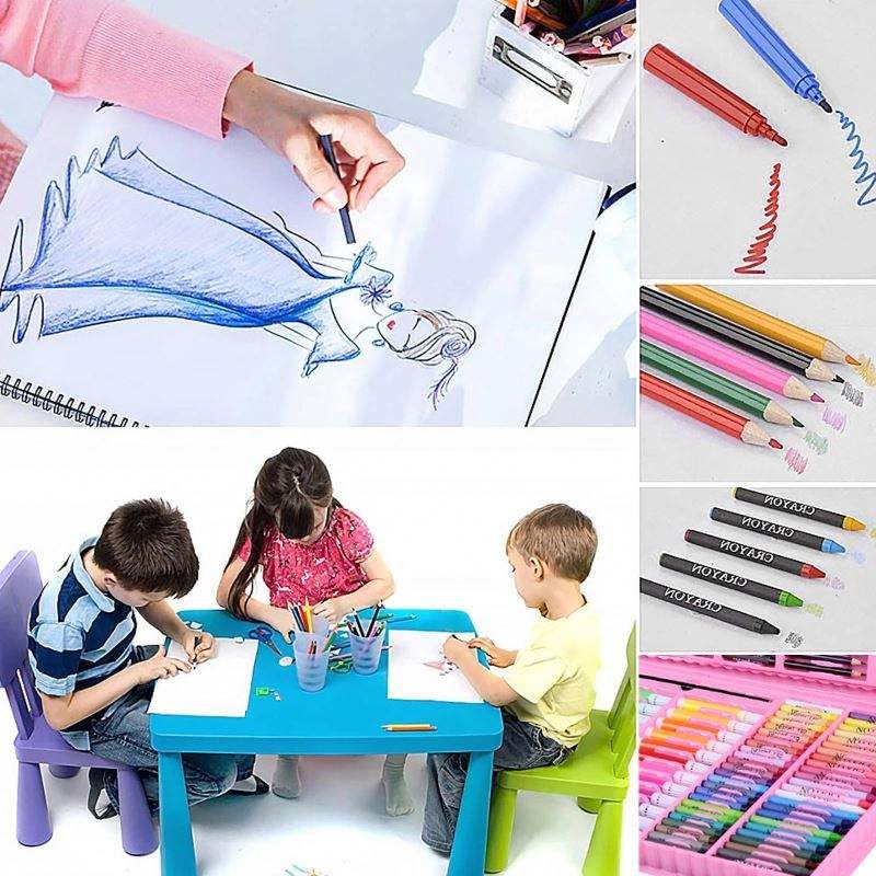 Image of Toy Imagine 168 Pieces Art Set for Kids Drawing Painting Kit | Colour Set with Crayons Markers Oil Pastels Water Colours & Case | Stationery Kit for Kids 6-12 | Art Craft Supplies Gift for Boys & Girls(Assorted)