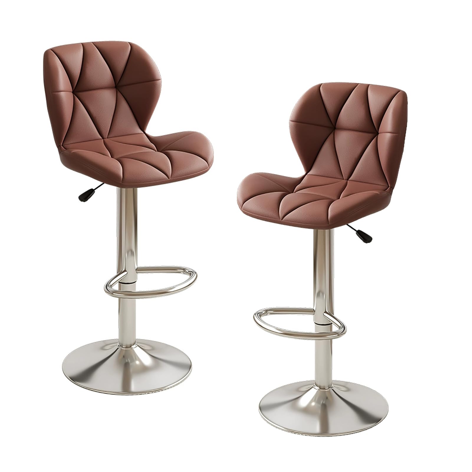 STUIJKVSZ Faux Leather Bar s Set of 2, Kitchen Counter Height Bar Chairs, Height Adjustable, Swivel Armless Bars with Footrest for Home Pub, Kitchen Island, Dining Room(Set of 2, Brown)
