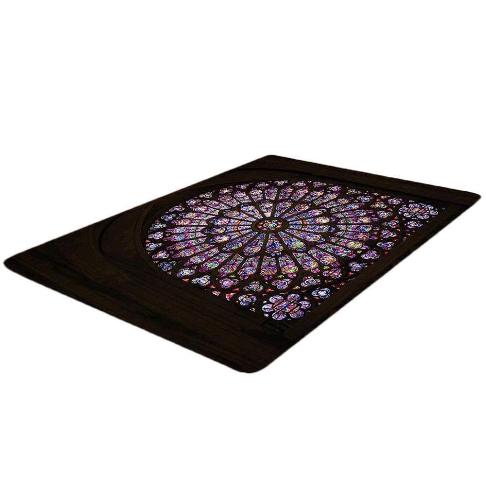 Abboard 3D Rose South Rose Window of Notre Dame Cathedral in Paris Soft Non-Slip Rug 40cmx120cm