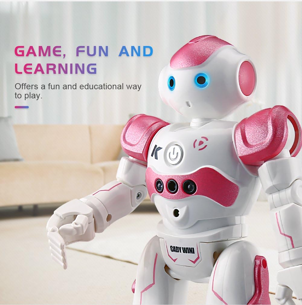 PowerTRC Robotic Toys for Youngsters 2-4, Robotic Distant Management for Youngsters Interactive Rechargeable Sensible Dancing Academic Programmable Gesture Sensing Toddler RC Robotic Boy Toy (Pink)