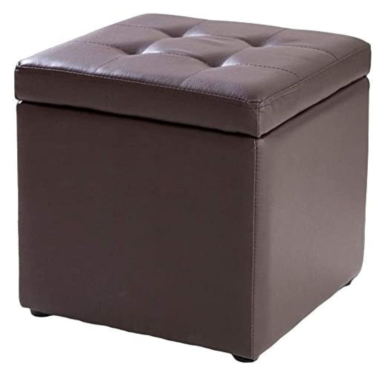 Pouf de rangement en similicuir marron 31x31x36 cm pour salon