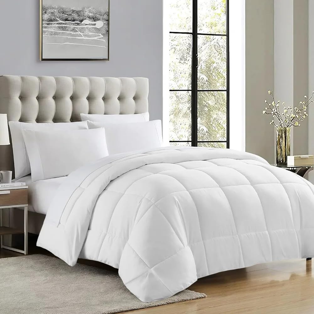 Machine Washable 100% Cotton Comforter Double Bed King Size 400 GSM Winter Comforter (92 x 106 Inches) Blanket/Quilt/Rajai - King Comforters | White-image-30