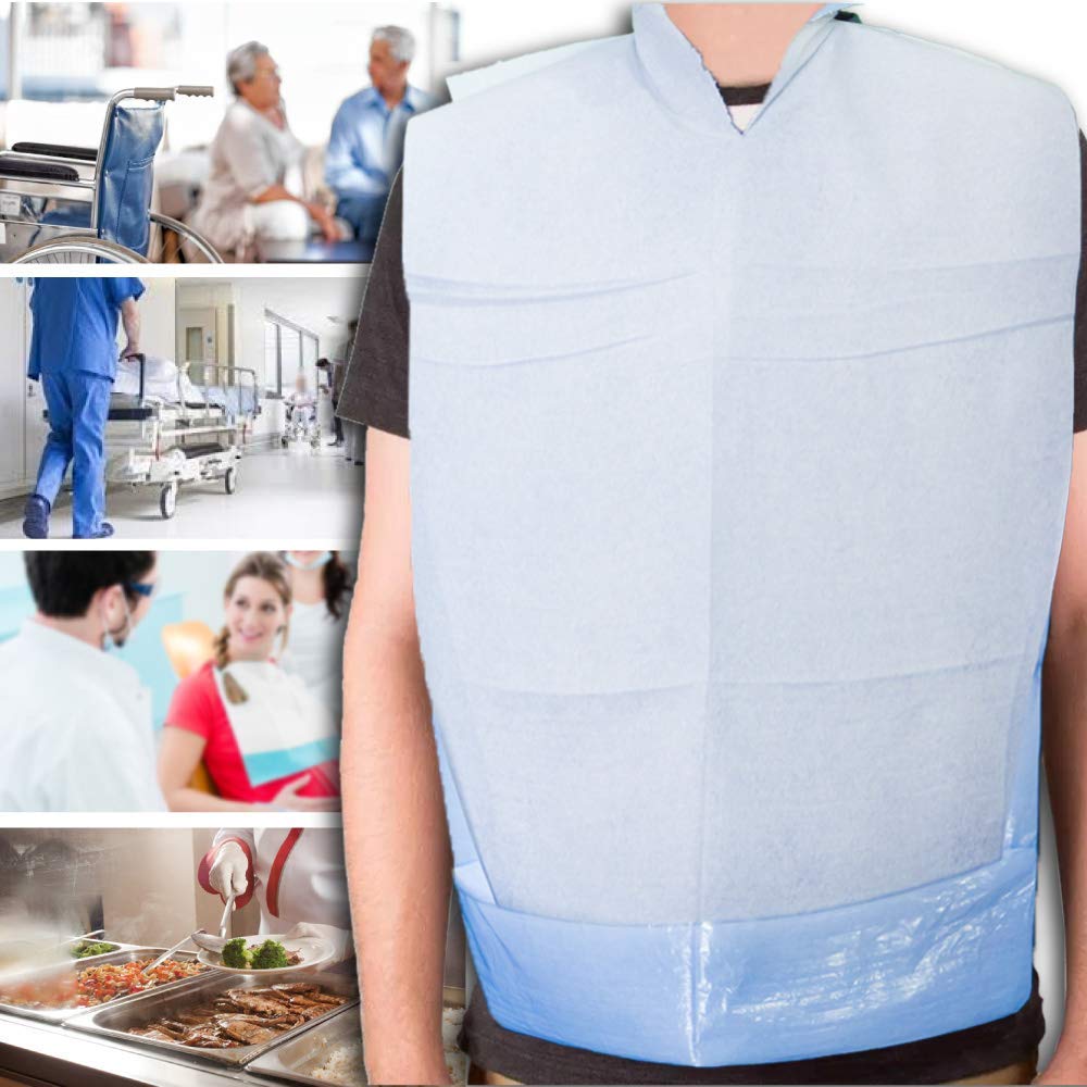 MEDICAL SUD PROFESSIONAL Einweg-Lätzchen für Erwachsene, aus Zellstoff und Polyethylen, mit Auffangbeutel, saugfähig und wasserdicht, hergestellt in Italien