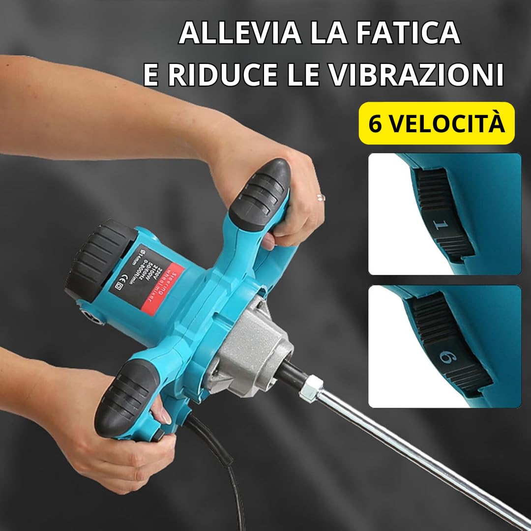 Miscelatore per Malta e Cemento con 6 Velocità, Agitatore Mescolatore Professionale con Attacco M14 per Malta, Colla, Pittura - DE ROSA SHOP