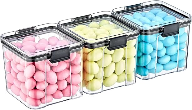 Deconox Akrilik Kilitli Kare Saklama Kabı 700ml 3 Adet, 700ml 3'lü Kilitli Saklama Kabı (3 ADET 700ML)