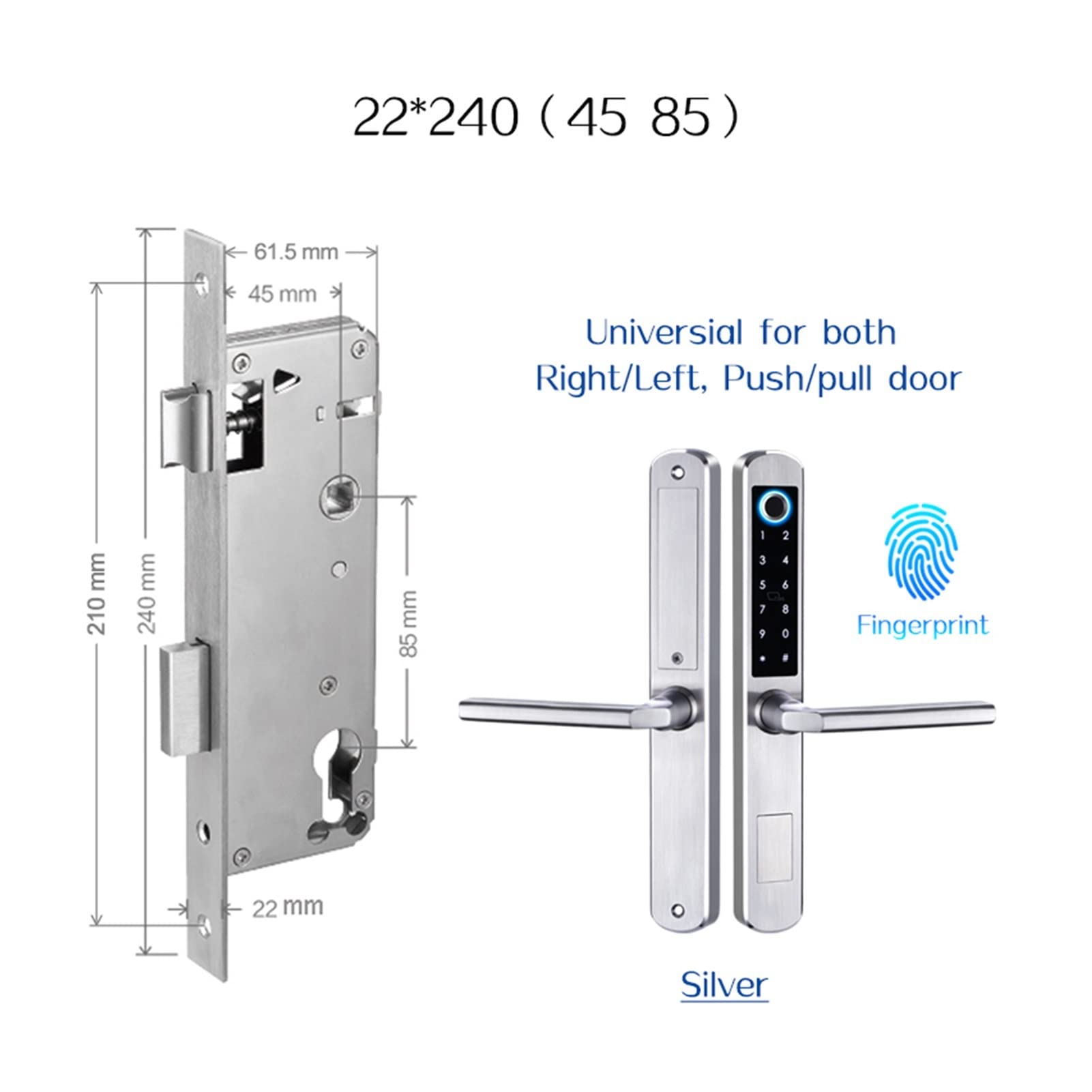 Cerradura inteligente, Cerraduras de puertas huellas dactilares biométricas impermeables Rfid Cerradura código tarjeta for puerta vidrio aluminio(Rose Gold)