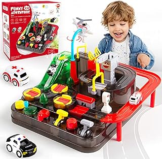 VATOS Car Race Track Toys for 3 4 5 6 7 8 Year Old Boys Girls Car Adventure Toys for Kids Intelligence Educational Puzzle Car Playsets Engineering Toy Vehicles Preschool Best Gift for Kids Age 3+