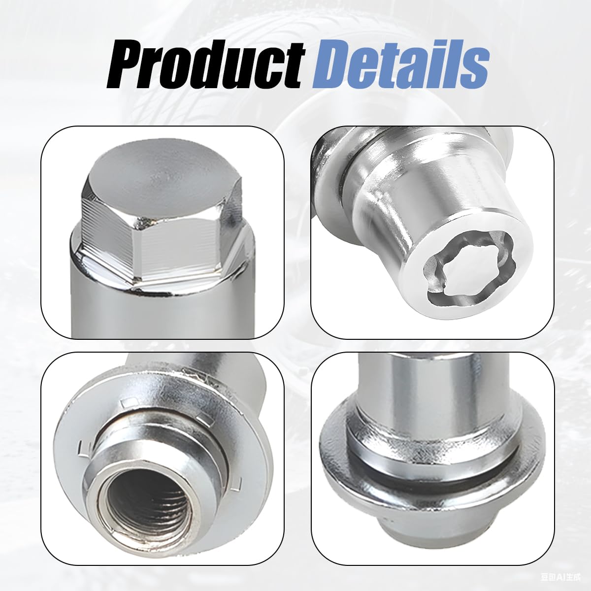 HZEL Chrome Wheel Lock Lug Nuts - Anti-Theft Security -5 HZEL Chrome Wheel Lock Lug Nuts - Anti-Theft Security -5