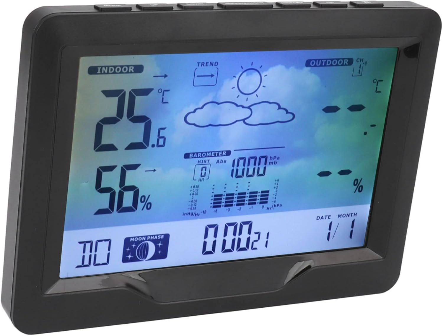 Weather Clock with Indoor Outdoor Temperature and Humidity, USB Powered Home Forecast Monitor - Dual Alarm Snooze, Frost and Comfort Alerts, Multilingual Display