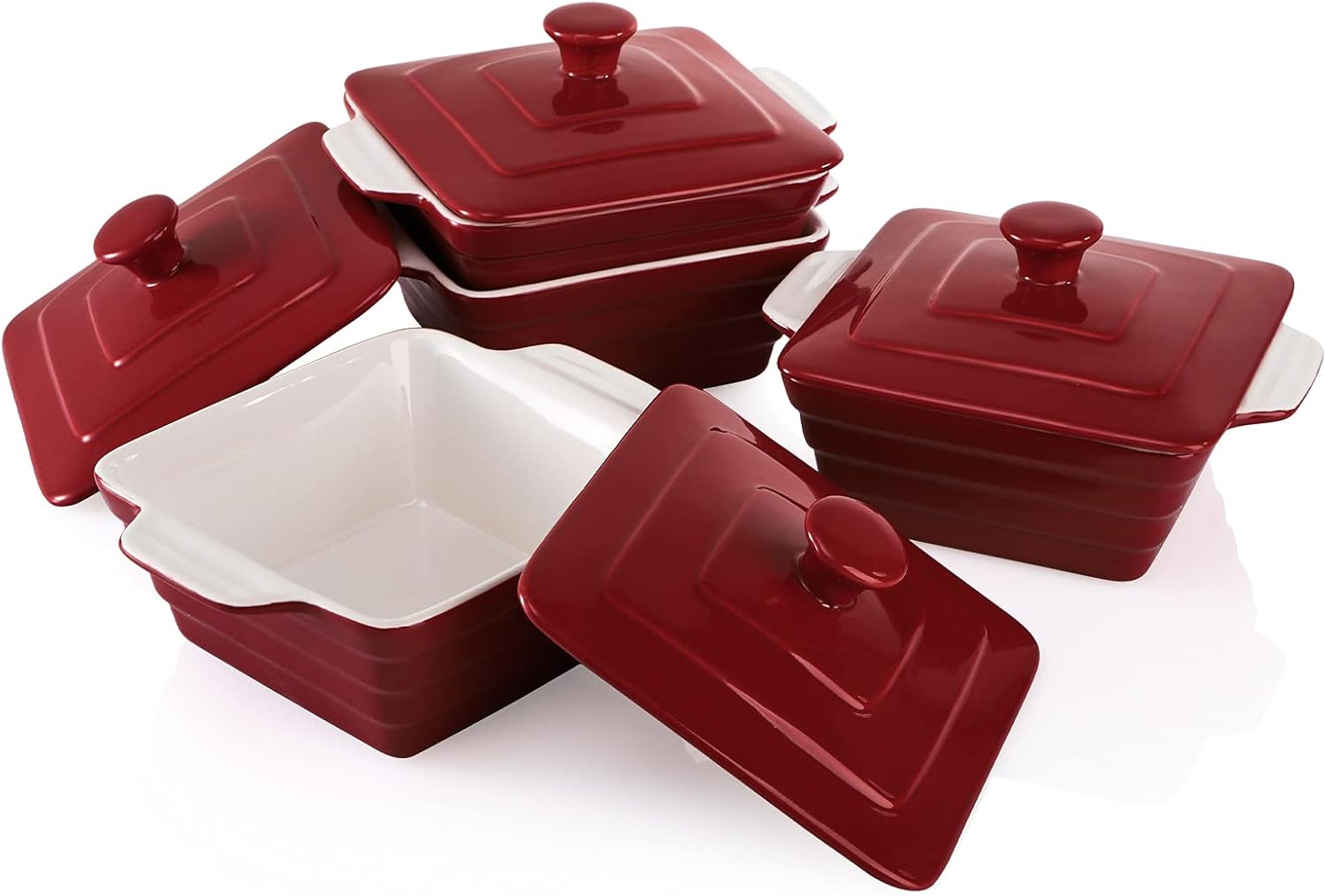 AVLA 4 Pack Ceramic Soup Bowls with Two Handles, 18 Ounce