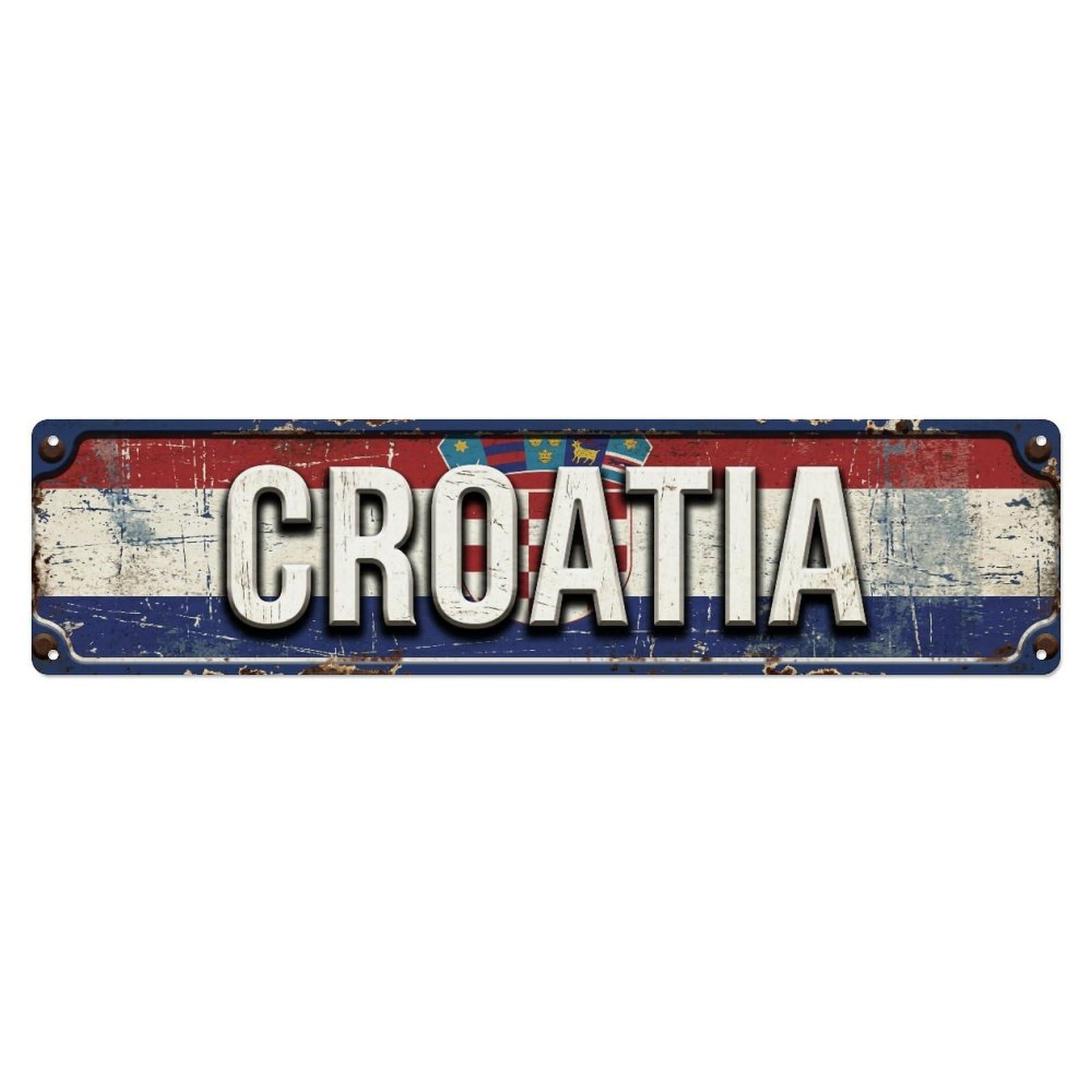 Metal Tin Sign Vintage Croatia Flag Pattern