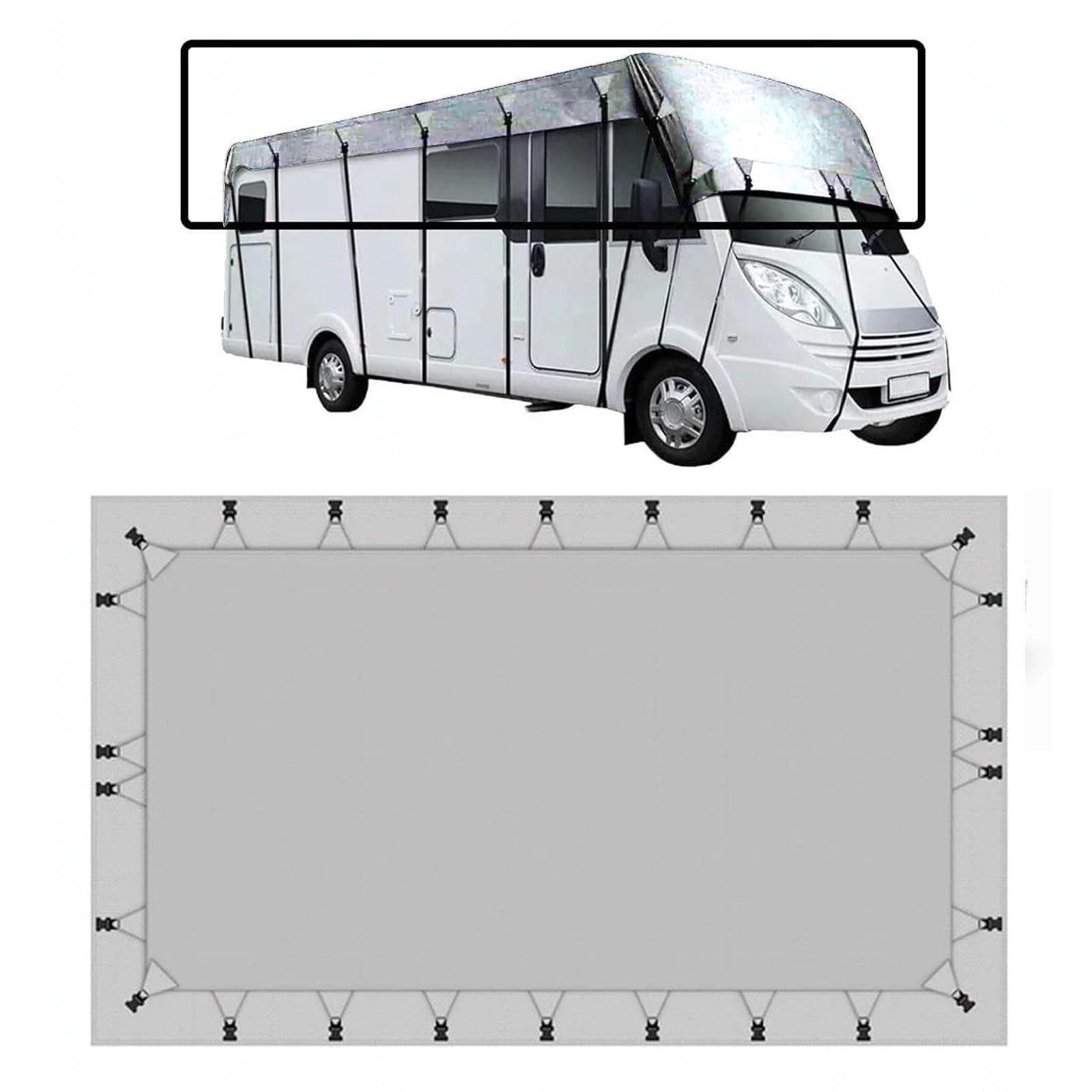 Telo per Camper Tessuto Oxford 210D Telo Copri Camper A Prova Di Vento, Pioggia E Neve Oscuranti Camper Telo Copriauto Da Esterno,Grey-10m×3m