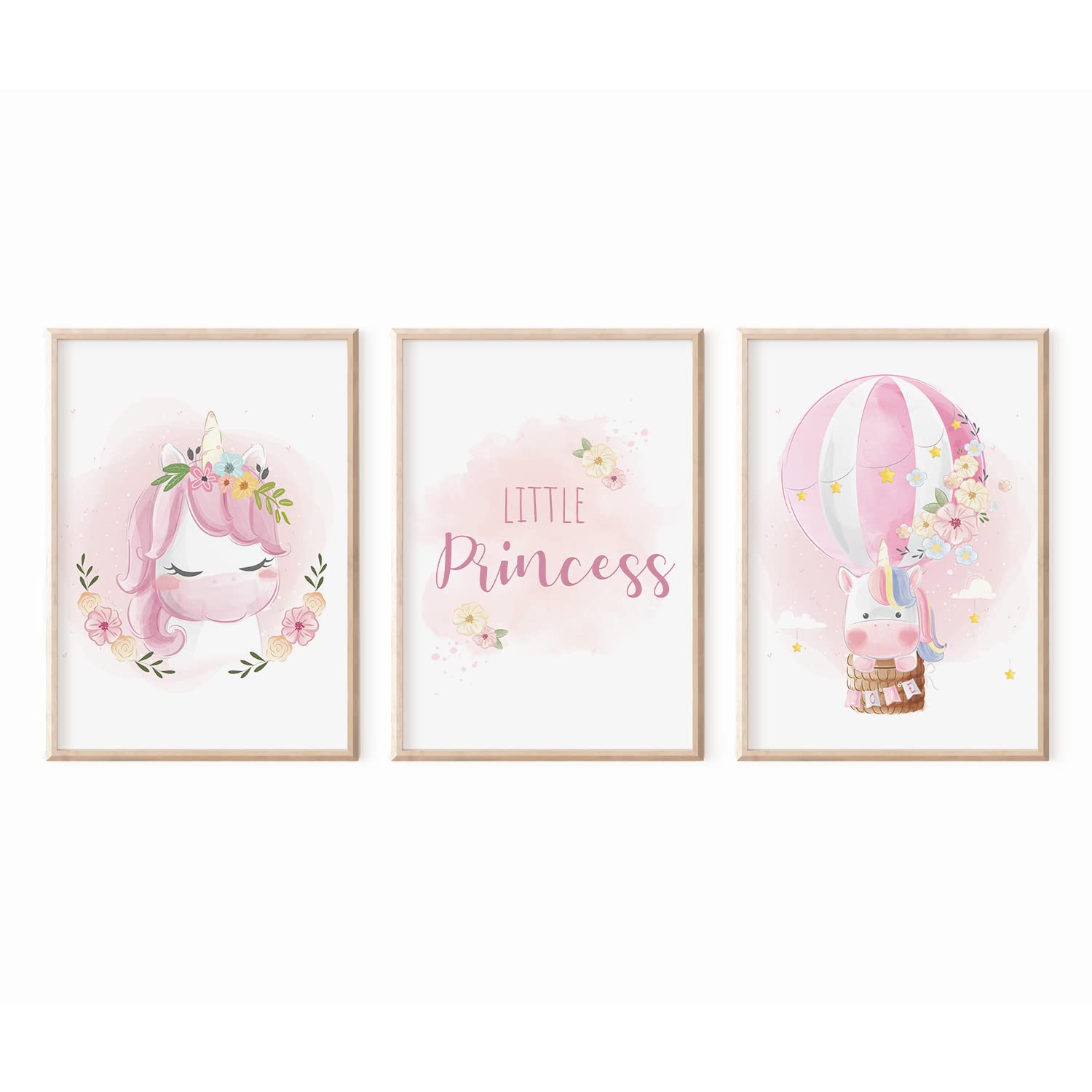 MeinBaby123 Lot de 3 images de licorne pour chambre d'enfant - Format A4 - Lot de posters décoratifs - Cadeaux pour fille - Cadeau bébé (V5)