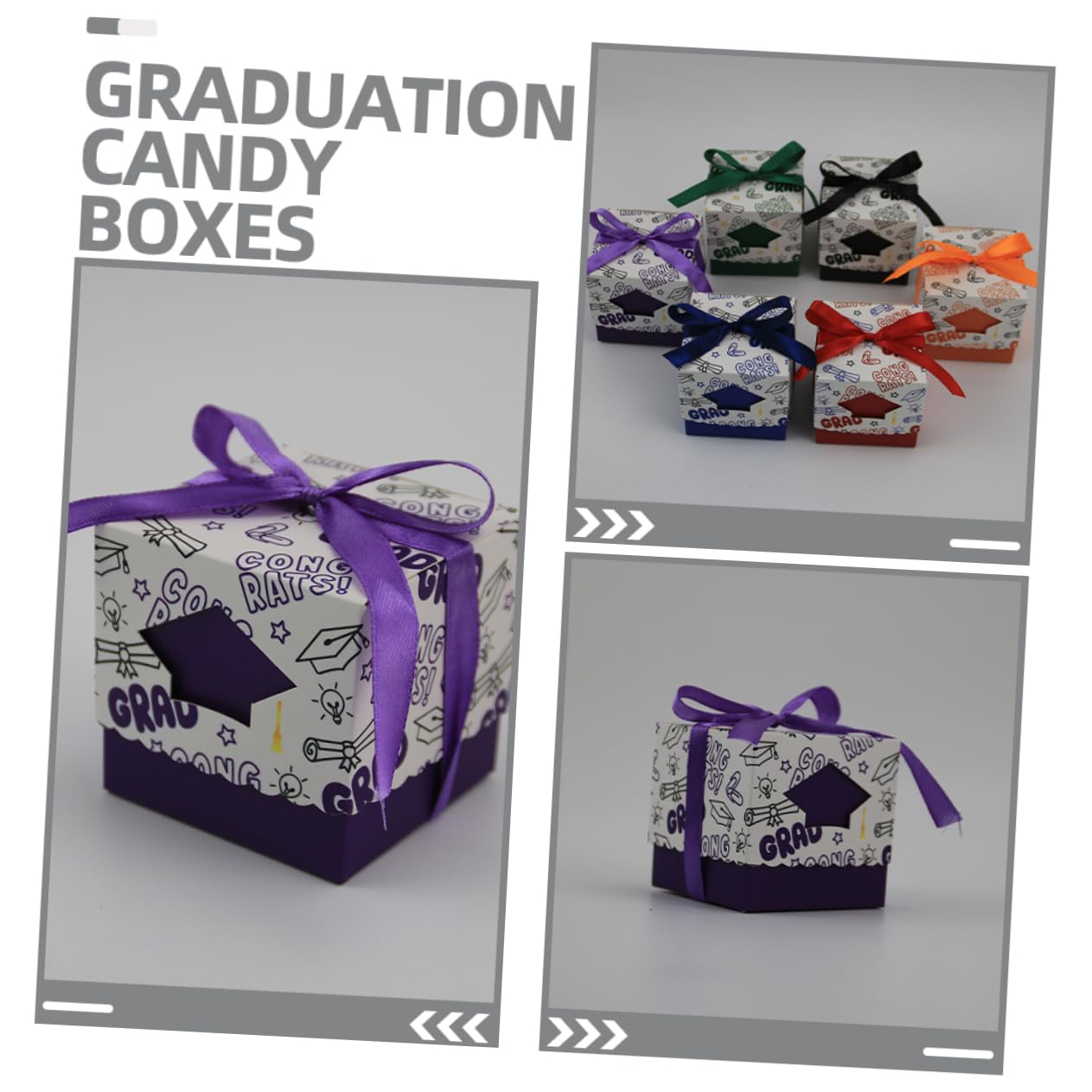 PRETYZOOM 50stücke Abschlussfeier Süßigkeitenboxen Aus Papier Für Tischdeko Und Gastgeschenke Mit Klassischen Motiven