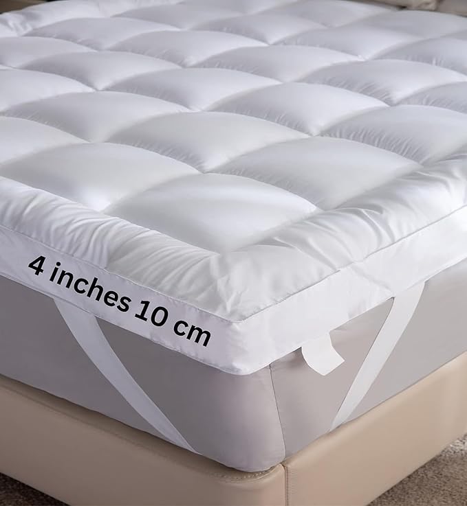 Mattress Topper Small Double Bed 4 Inch 10cm Extra Thick 1100 Gsm