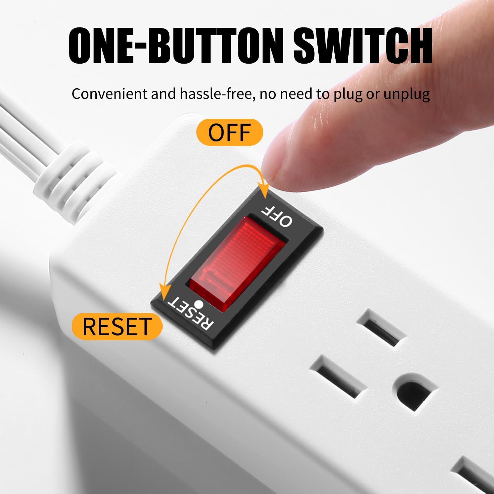 Dual Verlängerungskabel - 3 Fuß Split Verlängerungskabel, 6 Steckdosen und 6 USB-Anschlüsse, Dual Steckdosenleiste, 3 Pin und Flachstecker für hinter Bett, Sofa