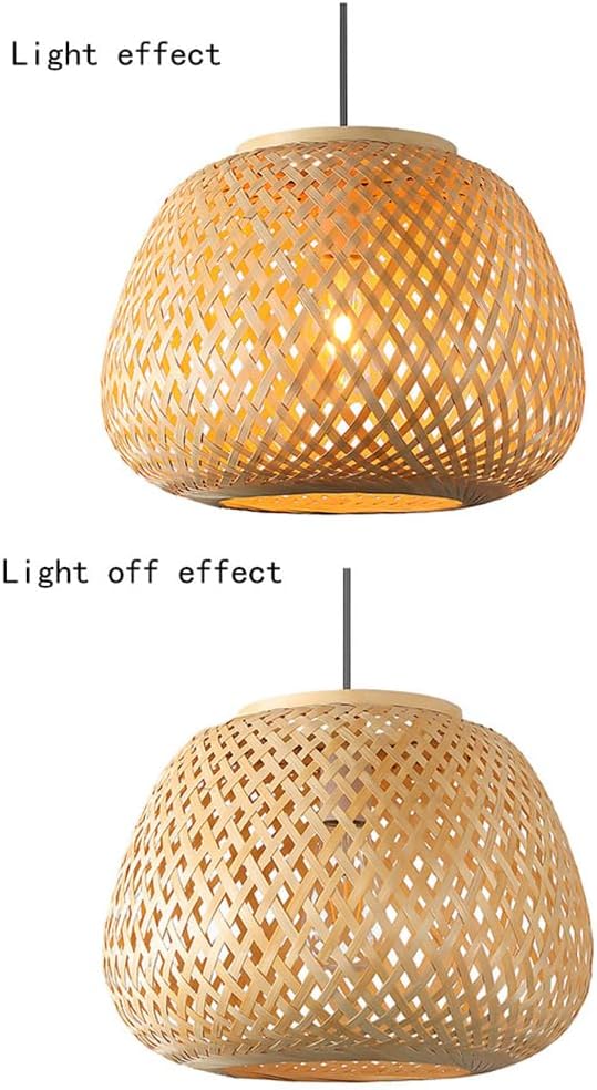 Modern Hand-Woven Light Fixtures Hand Woven Bamboo Lamp, Wicker Basket Light Semi Flush Mounted Lighting for Kitchen Island Entrances Balconies