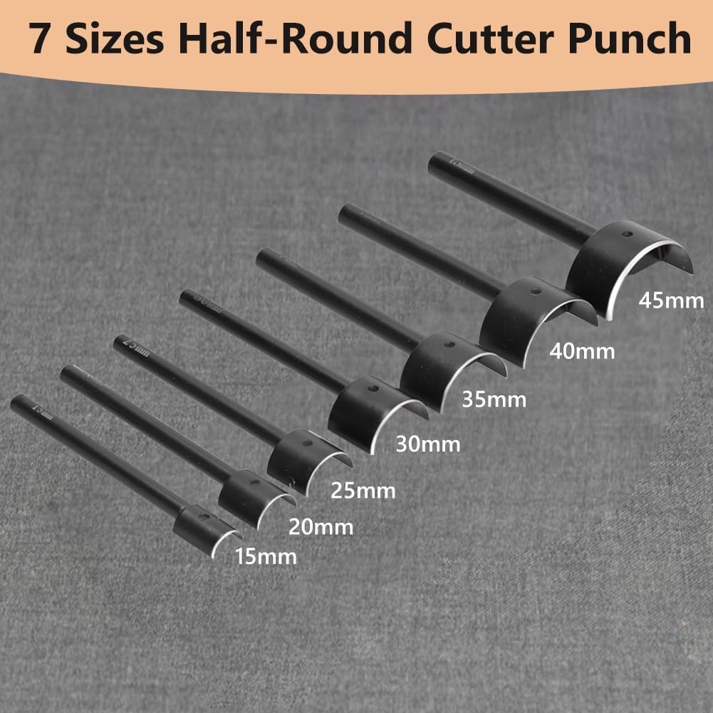 Set De 7 Poinçons Demi-Rond Pour Cuir 10-40mm - Outils DIY Artisanat Ceinture Et Accessoires
