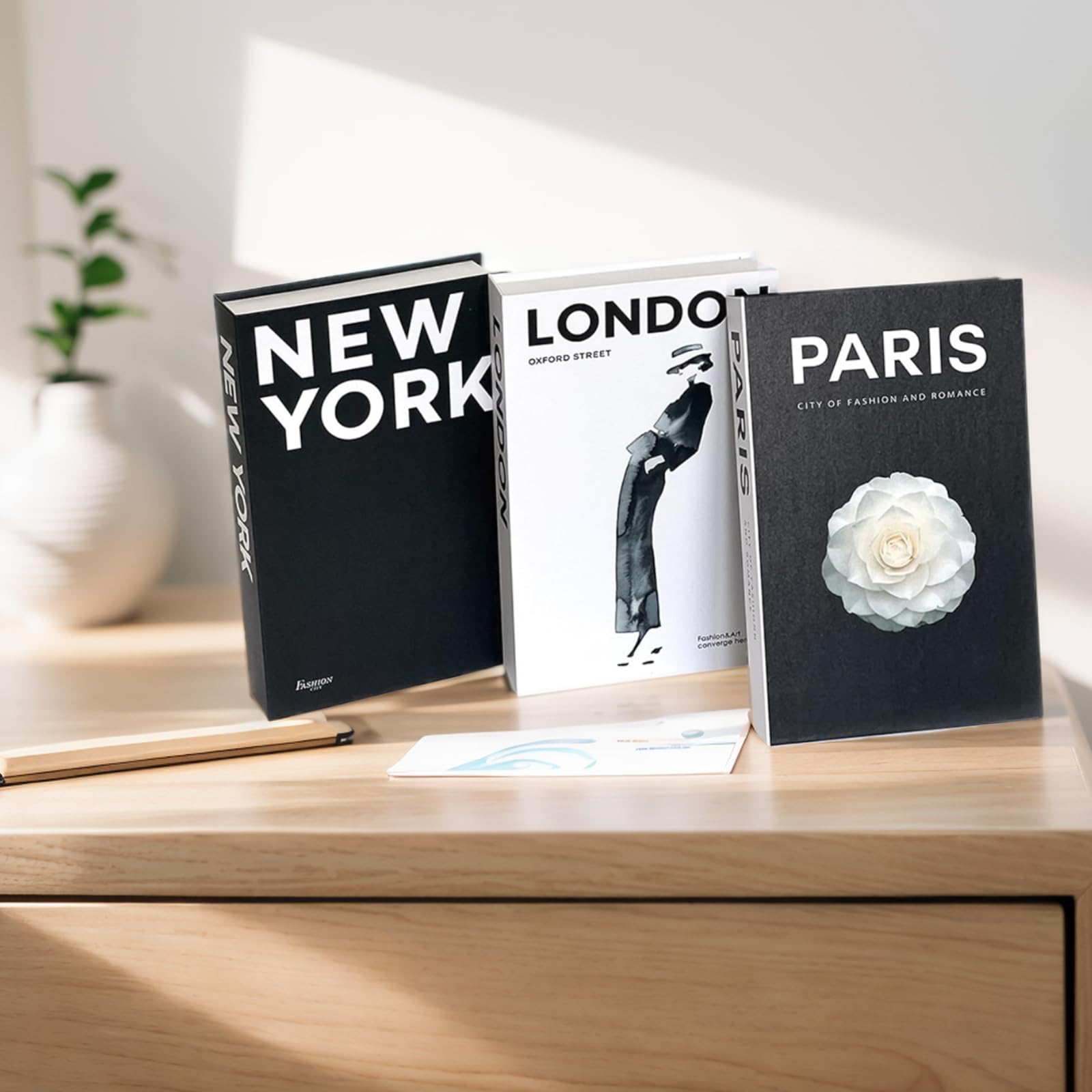3 PCS Libros Decorativos Magnéticos Modernos, Caja Dura sin Páginas, Para Decoración Apilada