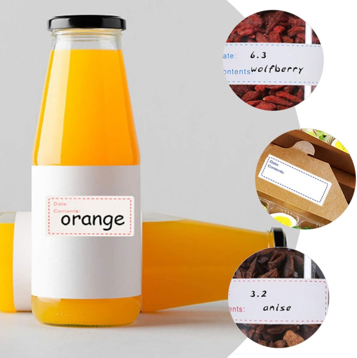 Waterproof Oil Resistant Label Stickers for Bottles, Food Storage
