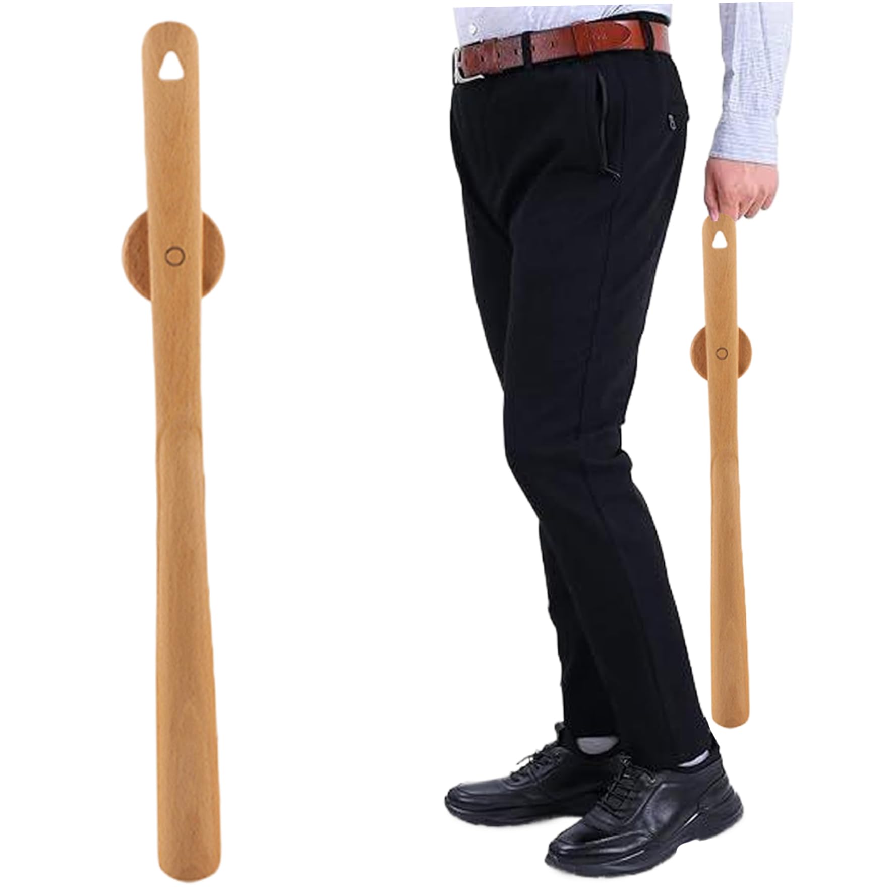 Azidweryq Unisex Brown Shoe Horn 20 Inch Wooden Long Shoehorn Magnetic Shoe Horn Long Handle For Seniors Pregnant Women Handled