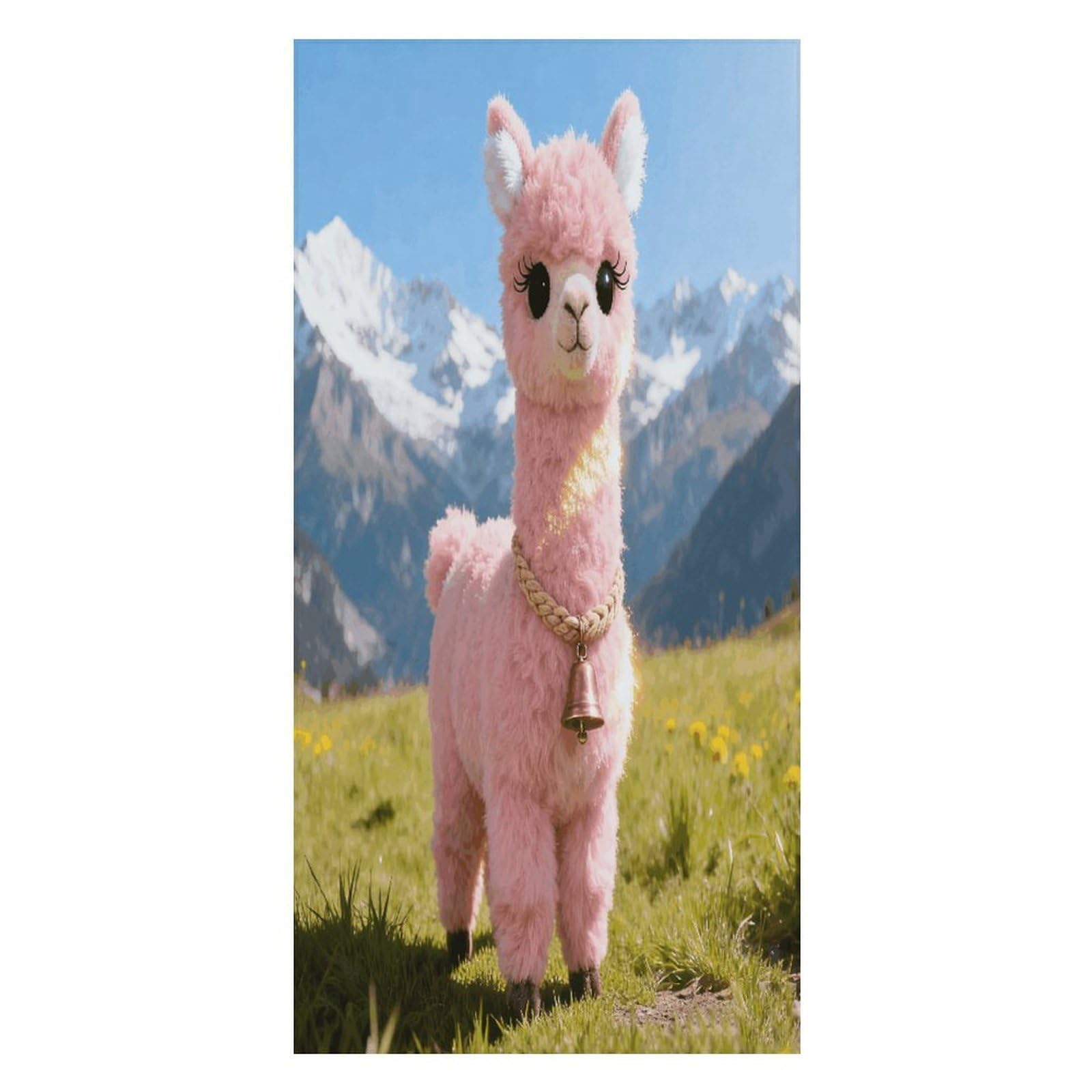FekiLoot Llama Cute Alpaca Pink Beach Towel Oversized Bath Towel Ultra Soft Pool Towel Cozy Swim Towel Silky Lounge Towel Quick Dry Travel Towel Gentle Absorbent Towel for Adults Women Men