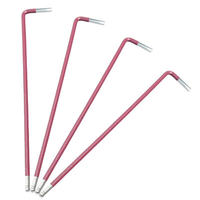 Chave Allen 2 mm com Ponta Esférica e Braço Longo Hordion em Aço S2, Rosa, Kit com 4 peças