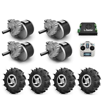 Motor Conversion Kit for Orchard Garden, Lawnmower Cart, DIY 4WD, 10in Wheel, Farm Tools, 1400W ESC Big Agricultural tire With controller A, 24V350W Max speed 6kph