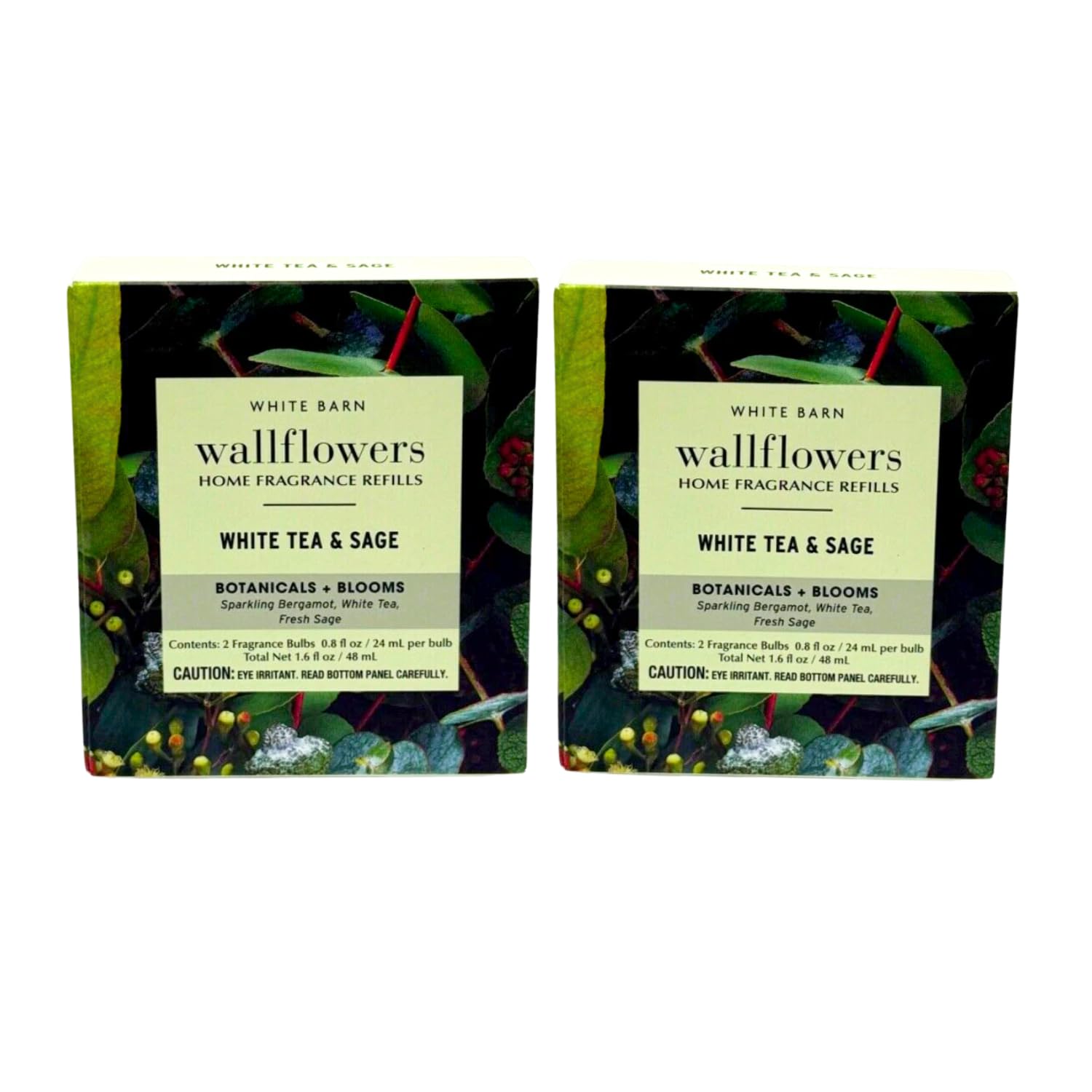 Bath & Body Works WHITE TEA & SAGE Wallflowers Home Fragrance Refill 0.8 fl oz - Pack of 4