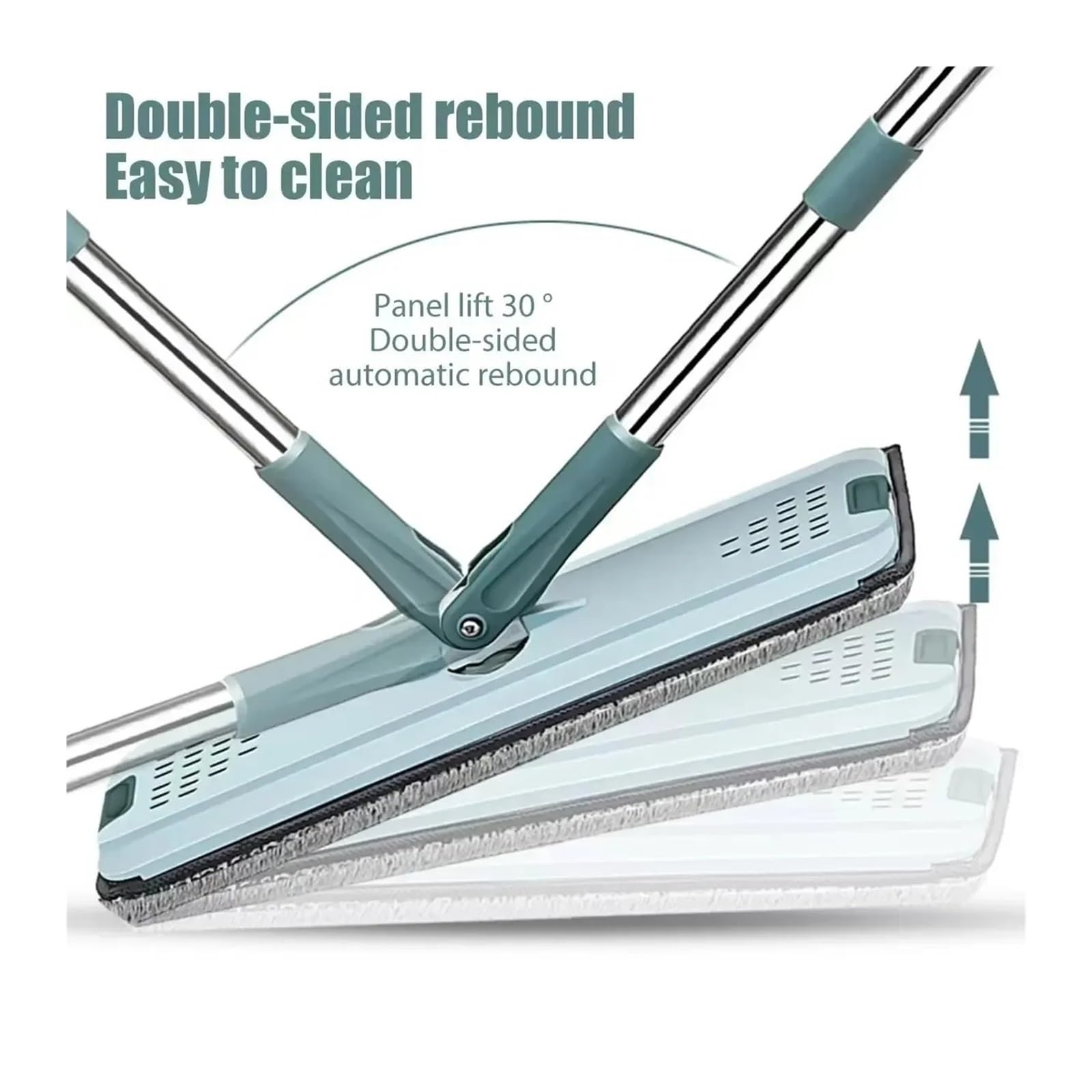 Trapeador Plano con Cubo, escurridor Manos Libres, Almohadillas de Microfibra for Limpieza de Pisos, Uso en seco o húmedo sobre Laminado de Madera Dura(Mop Set)