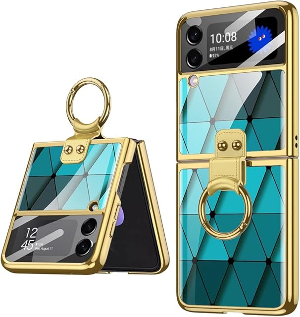 Simptech Phone Case for Samsung Galaxy Z Flip 3 5G (2021) Ring Design Hinge Protection With Back Screen Protector