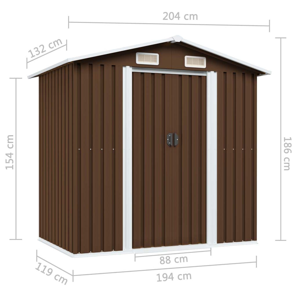BaraSh Caseta de Almacenamiento jardín Acero marrón 204x132x186 cm Caseta De Jardin Exterior Casa Prefabricada