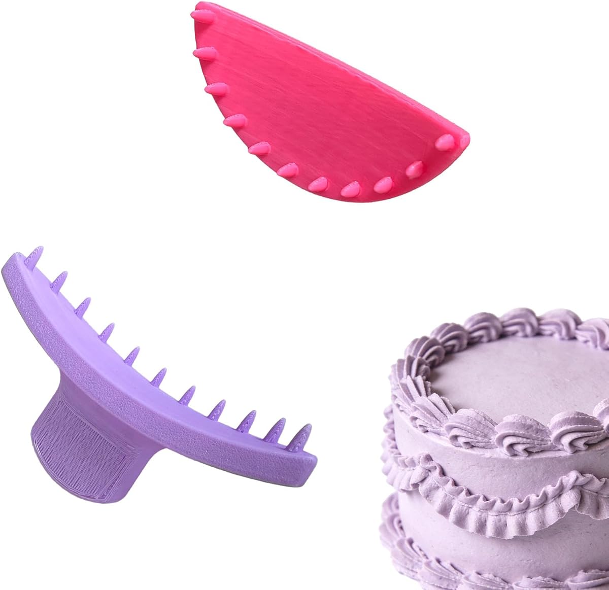 2 PCS Cake Arch Guide Tool, Cake Piping Guide Tool, Ruffle Guide Stencil, Cake Ruffle Marker for 6"-12" Cakes (One Large and One Small)