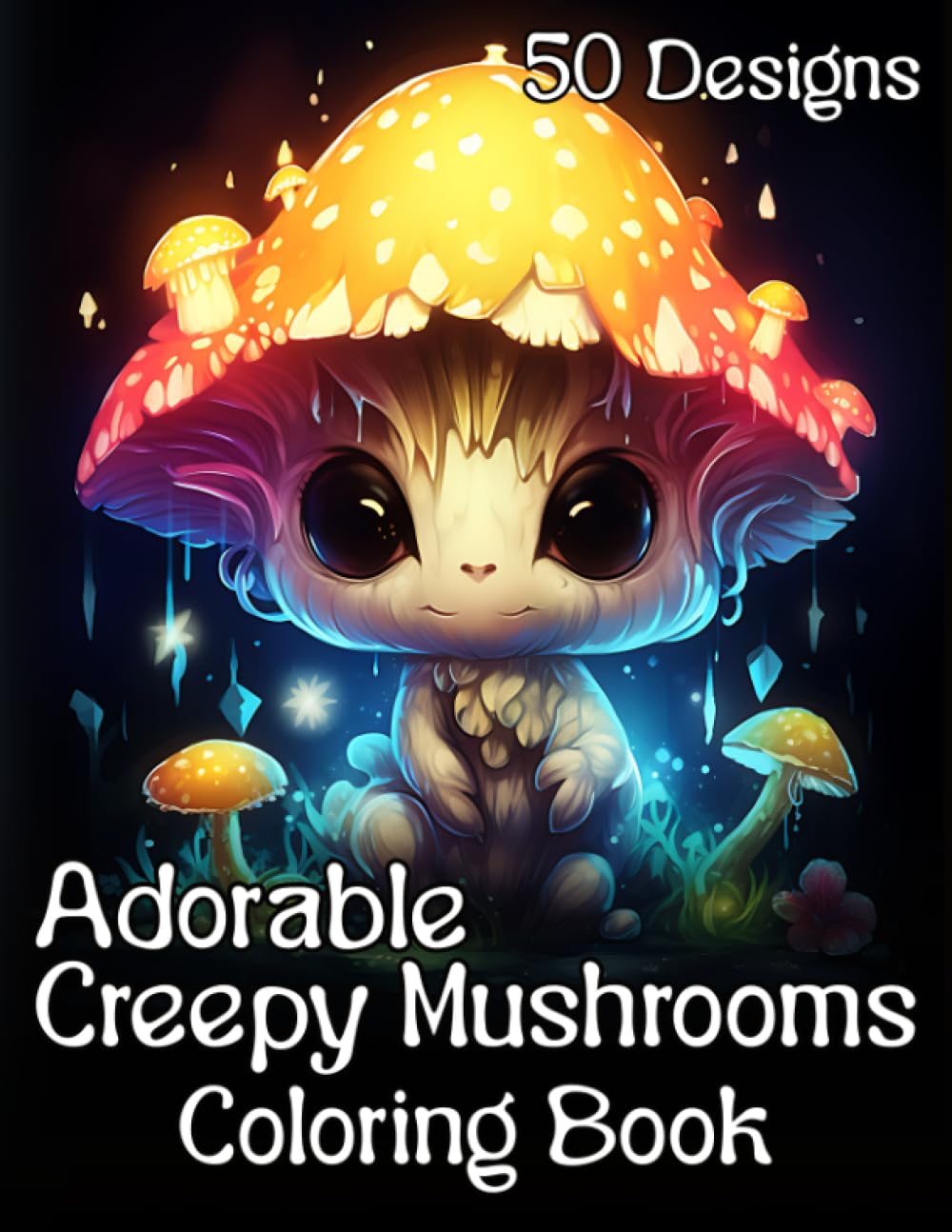 Adorable Creepy Mushrooms Coloring Book for Adults: Cute Whimsical Fantasy Creatures to Color