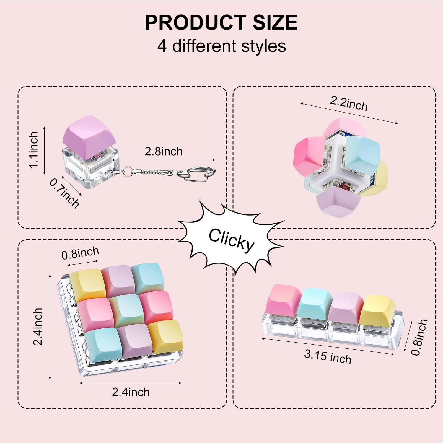 4 Pcs Keyboard Fidget Toy, Keyboard Fidget Keychain - Image 2