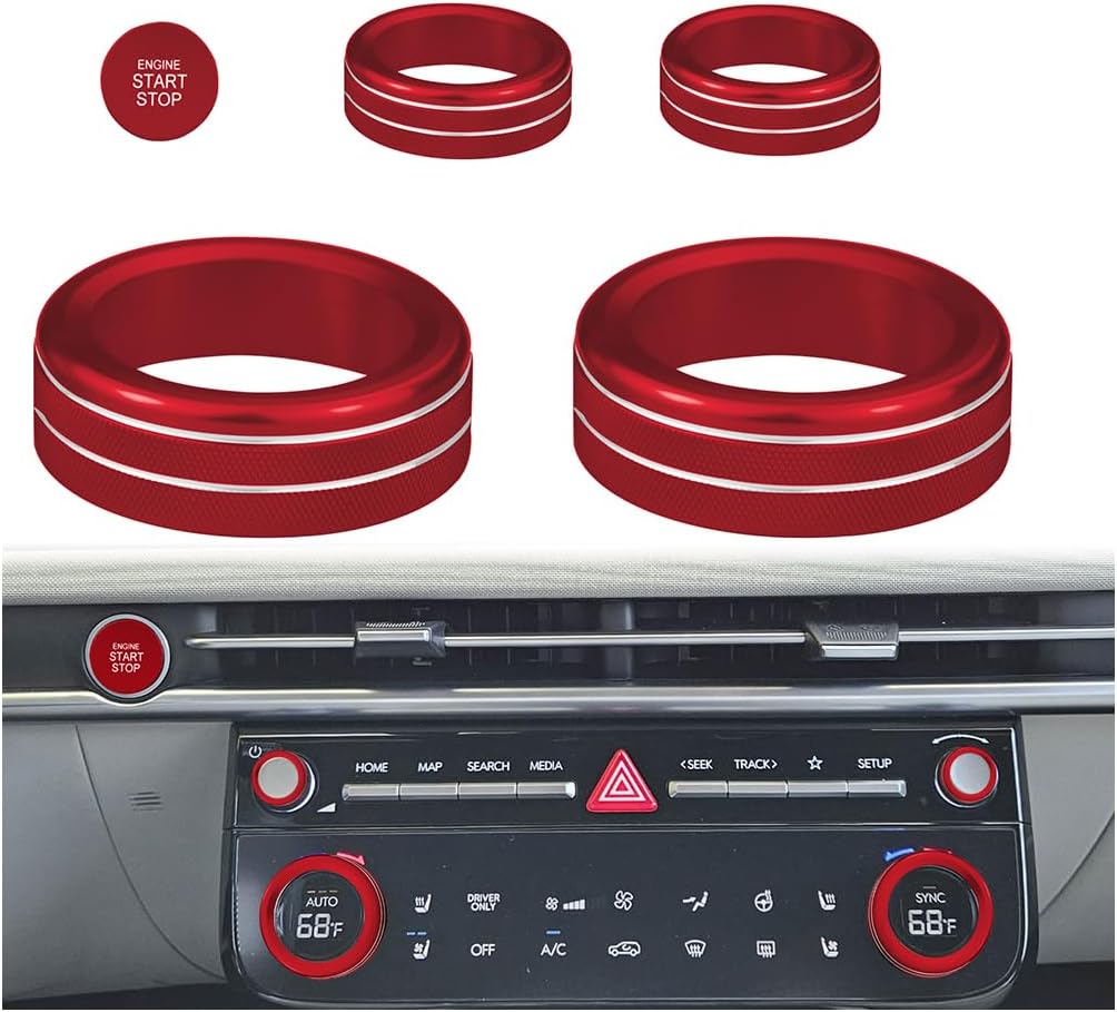 For 2025-2026 Hyundai Tucson/Santa Cruz (excluding SE models) – 5-piece kit, including push-button start, climate control knobs, and volume controls; interior upgrades and knob protection. (orange)