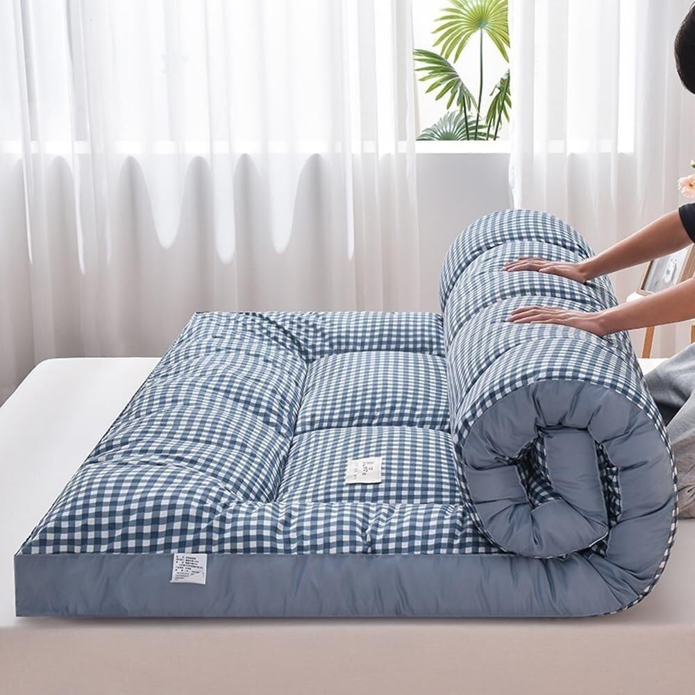 Materassino futon giapponese spesso, portatile, arrotolabile, per casa e campeggio, traspirante, disponibile in misure per letto singolo e queen size