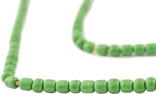 TheBeadChest Cuentas de vidrio verde Ghana (2 hebras), cuentas de vidrio de Ghana - The Bead Chest