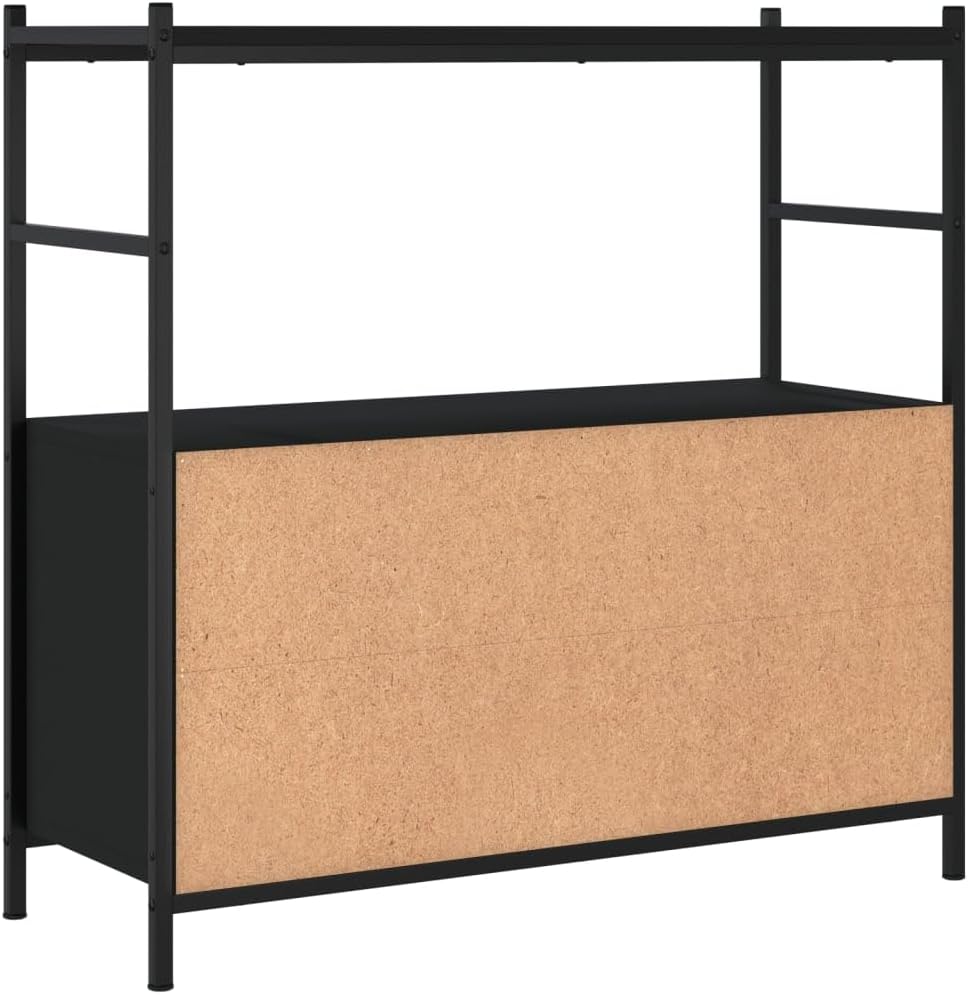 vidaXL Bookshelf Black 31.5x11.8x30.9 Engineered Wood and Iron
