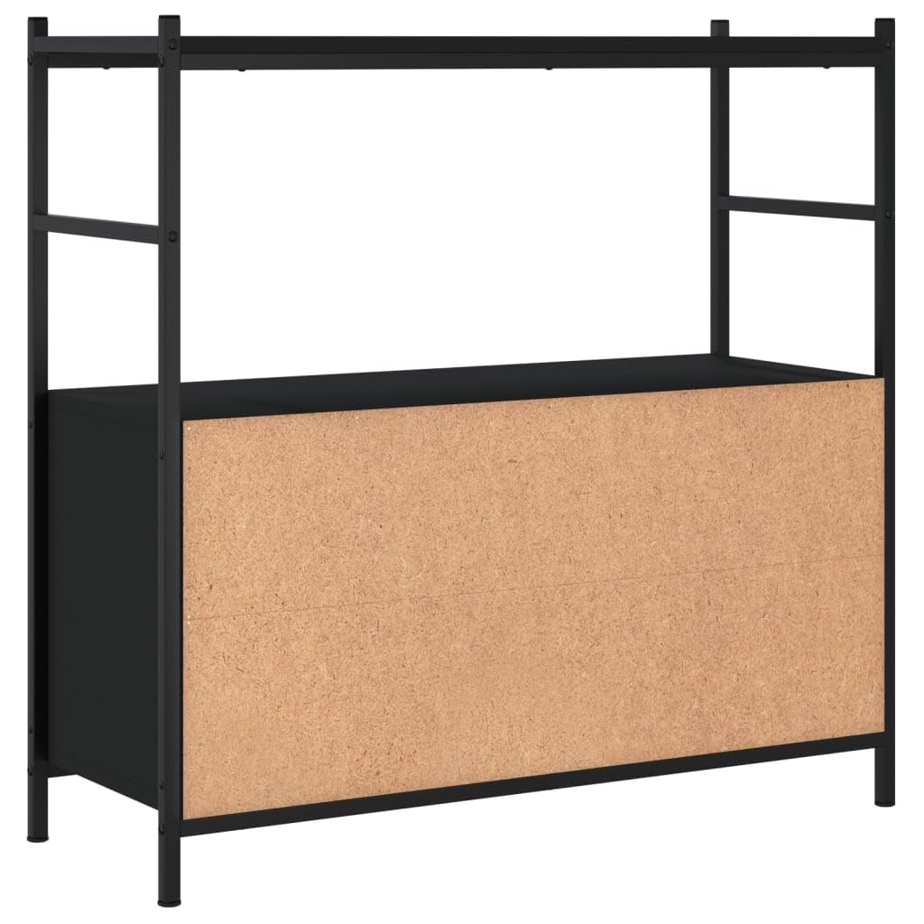 Estantería negra 80 x 30 x 78,5 cm de madera y hierro, estantería de pie de estilo industrial con patas ajustables, robusta estantería de salón para oficina, dormitorio, libros, revistas