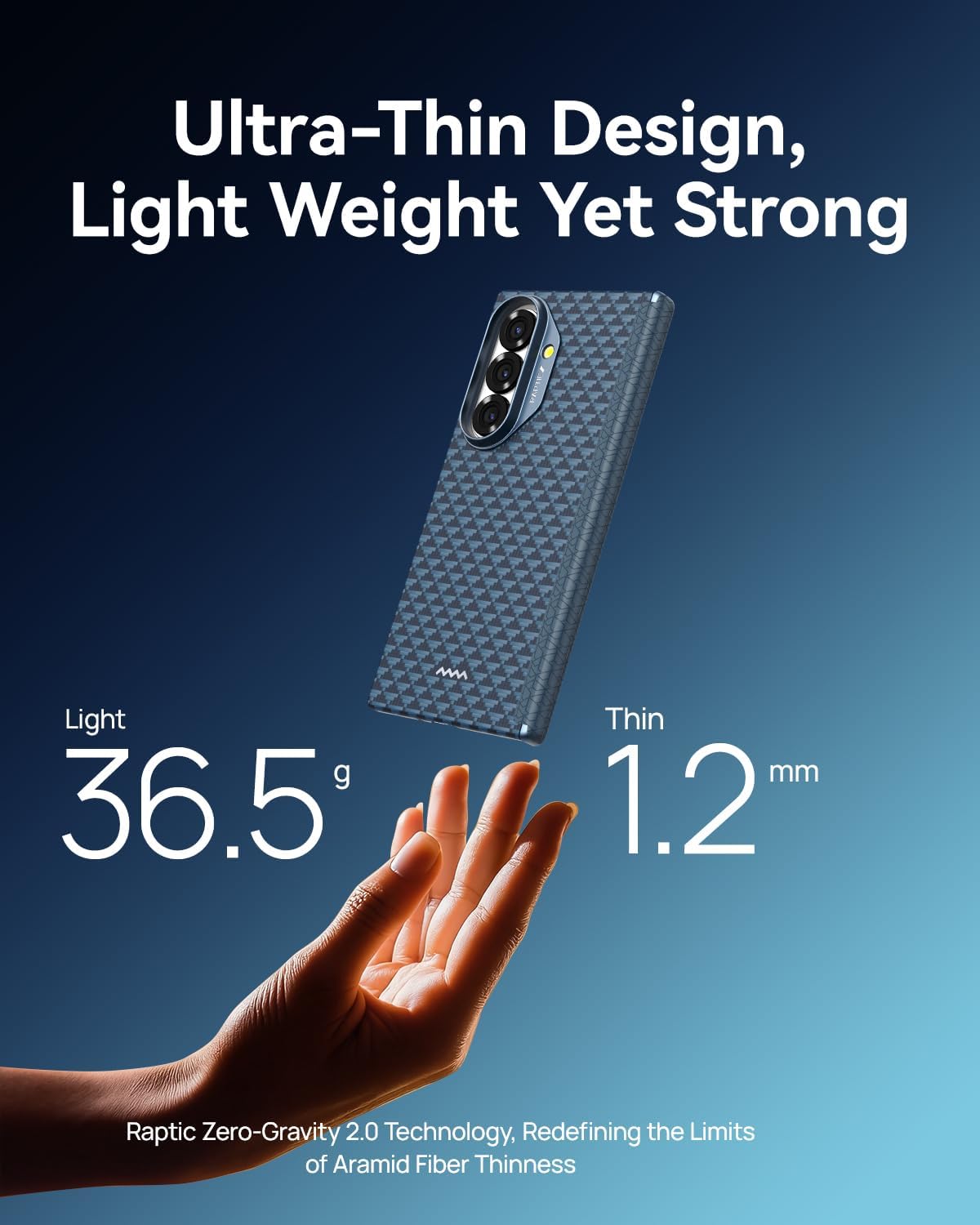 RAPTIC Aramid Skin Pro Case for Samsung Galaxy Z Fold 7 with Hinge Magnetic Protection, Compatible with MagSafe, Slim Light Touch Feeling, 1500D Aramid, Back Cover Only, [Tactile Woven Case-Profound]