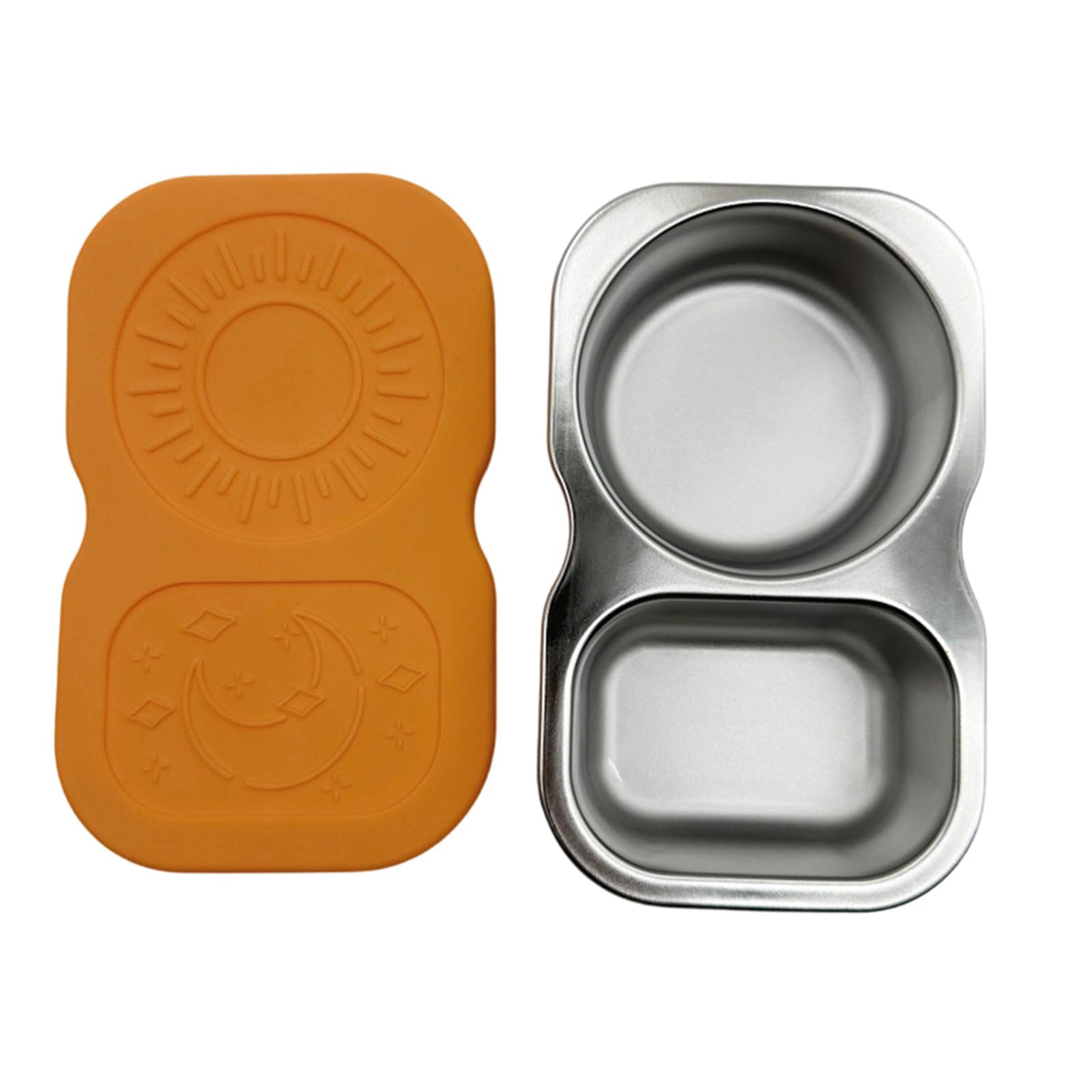 PLCPDM Nonrust Steel Sauce Holders with Two Divisions Outdoor Sauce Container Suitable for Salads and Snacks Double Compartment Container
